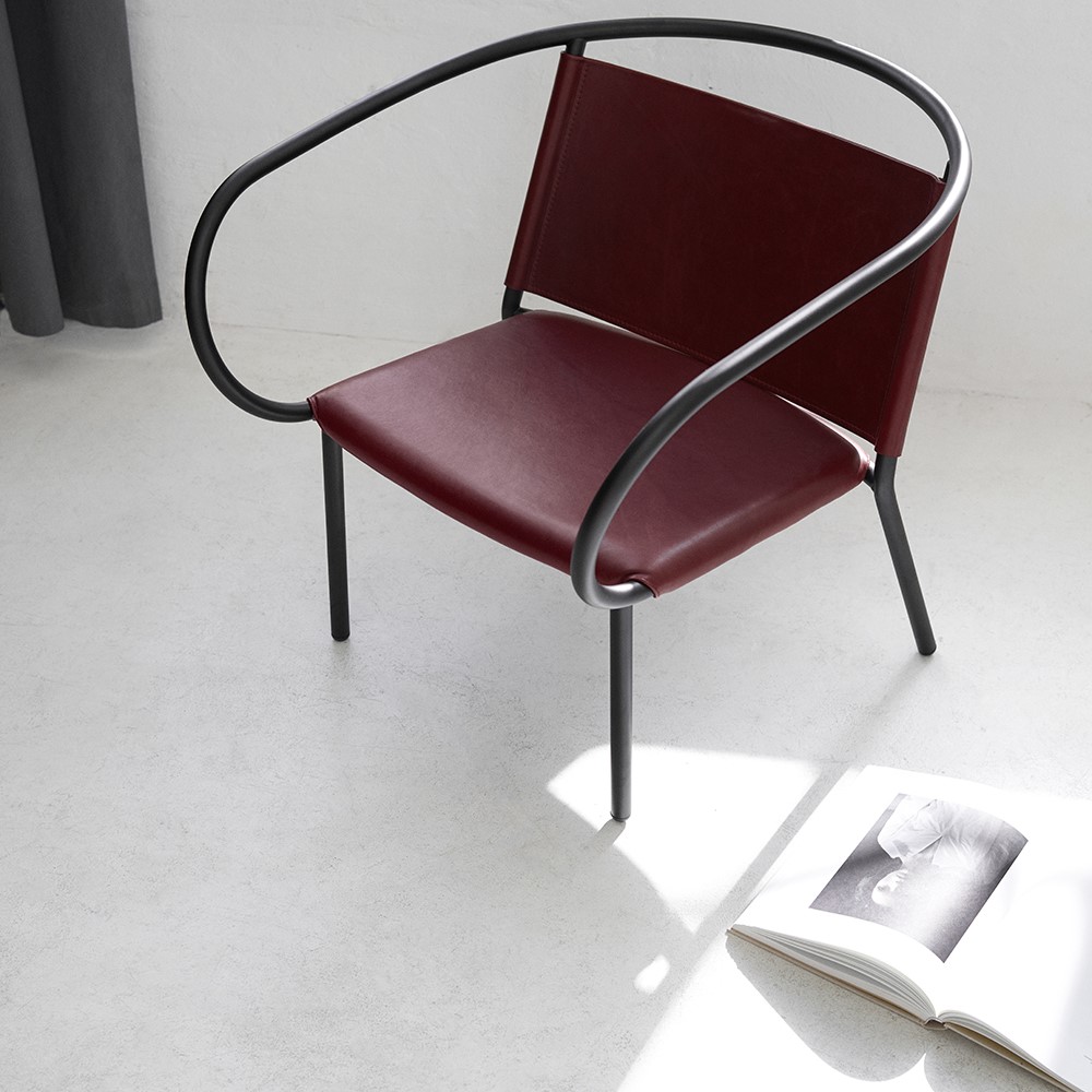 Menu Space Afteroom Lounge Chair crafted with red Sørensen Leather