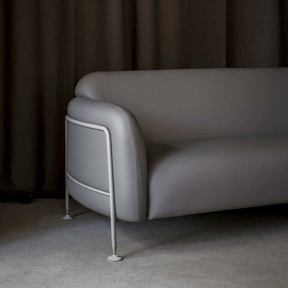 2-seater sofa in grey leather