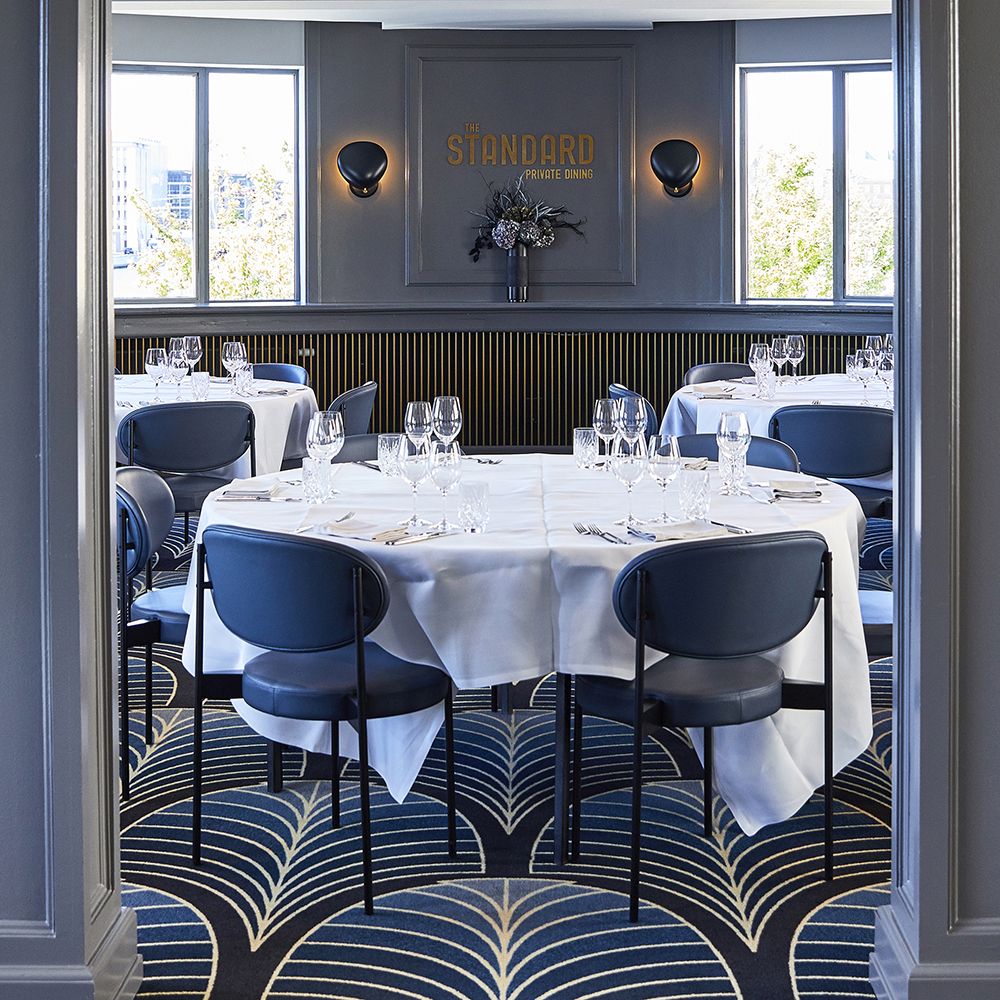 The Standard restaurant with Verner Panton's Series 430 Chair from Verpan crafted with Sørensen Leather ULTRA in black