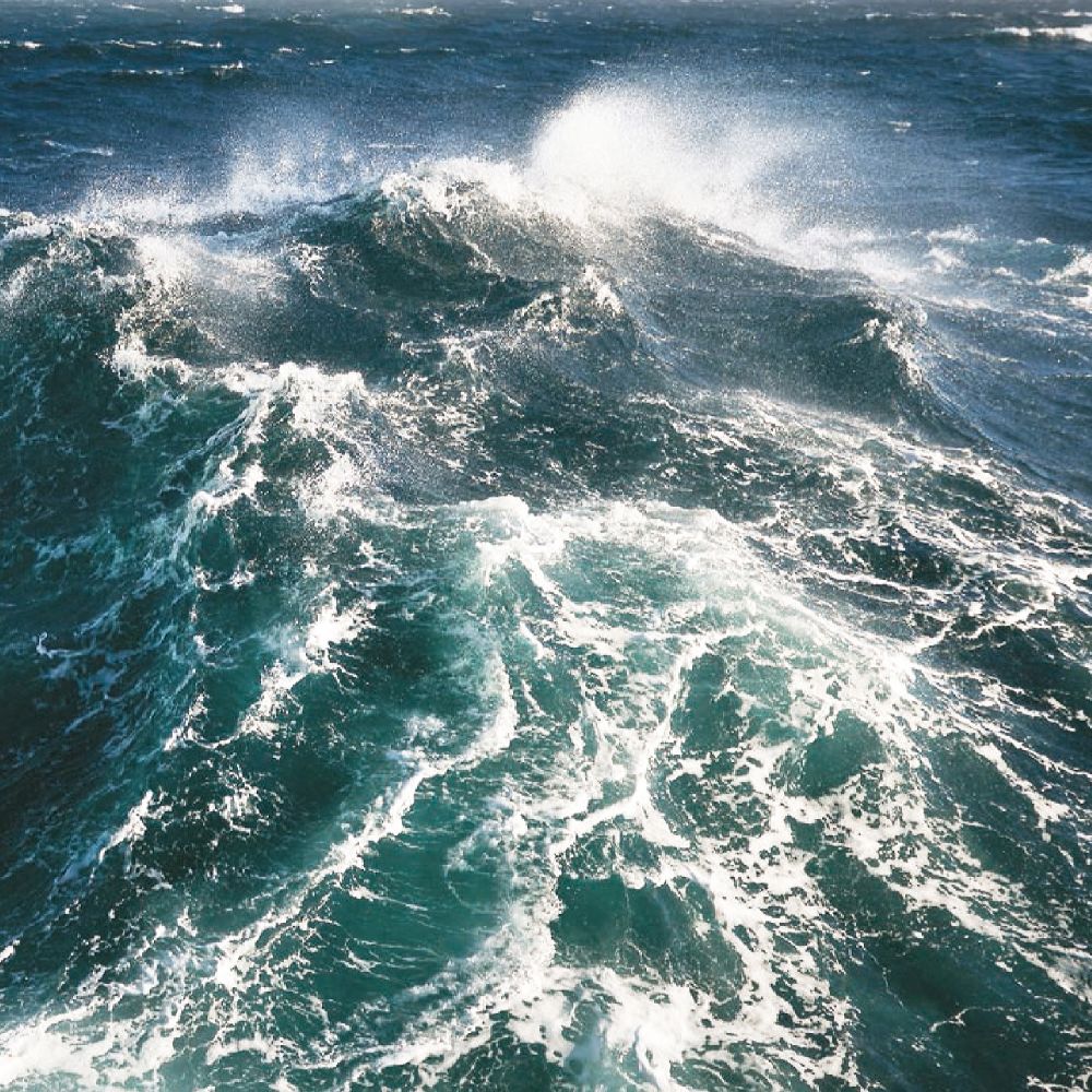 Water hitting the rocks at the beach