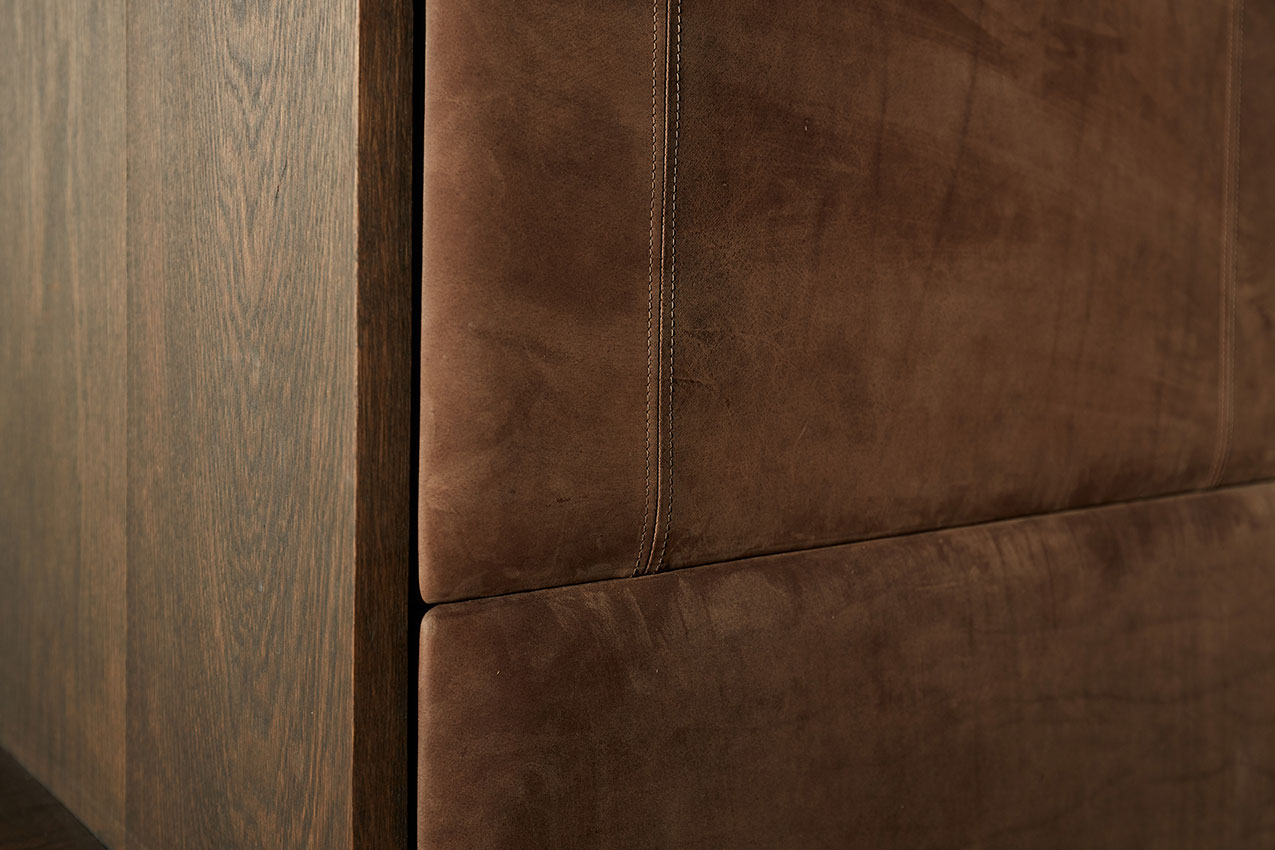 Close-up of an upholstered wall with our DESERT collection.